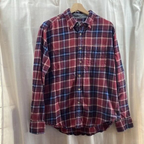 Eddie Bauer Flannel Shirt Mens‎ Large Red Plaid Multicolor Long Sleeve Button - Picture 1 of 5